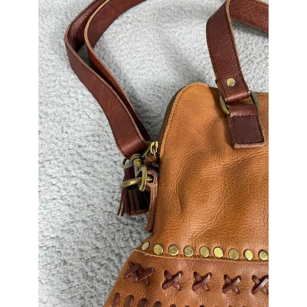 Anabaglish Womens Large Brown Leather Purse Embroidered Satchel - Picture 9 of 13